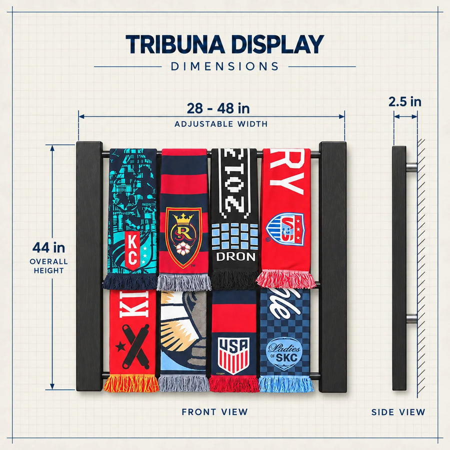 Tribuna dimension drawing with front and side views