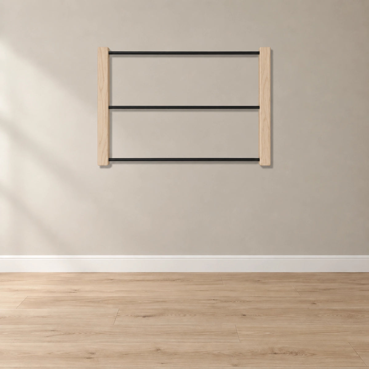 Empty Tribuna rack in unfinished New Zealand pine