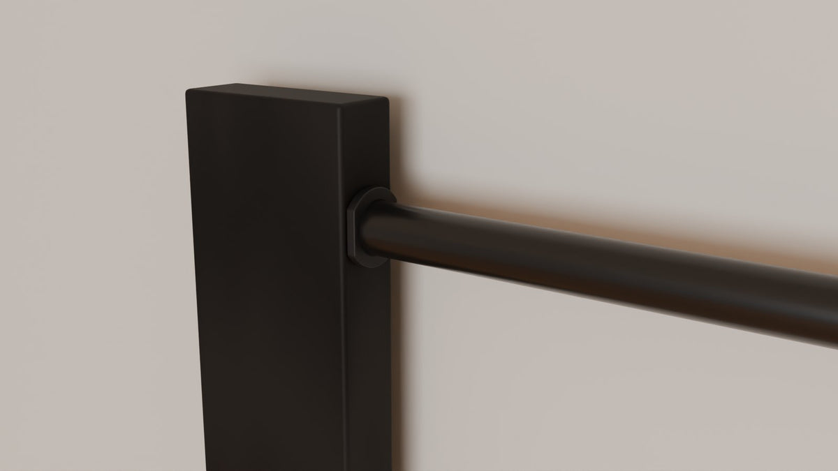Steel rod sliding into the insert on an upright