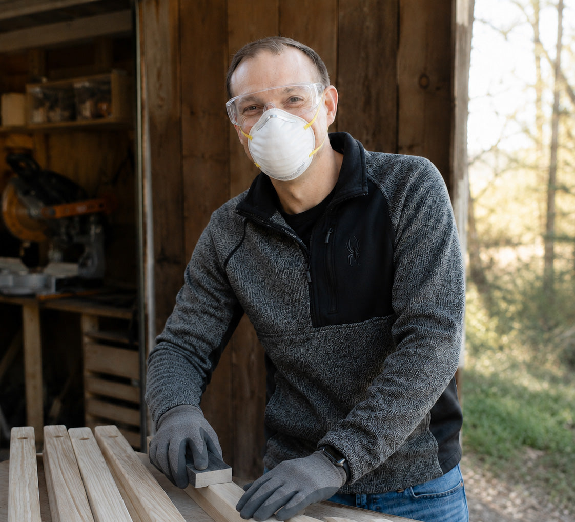 Handcrafted woodworking in workshop